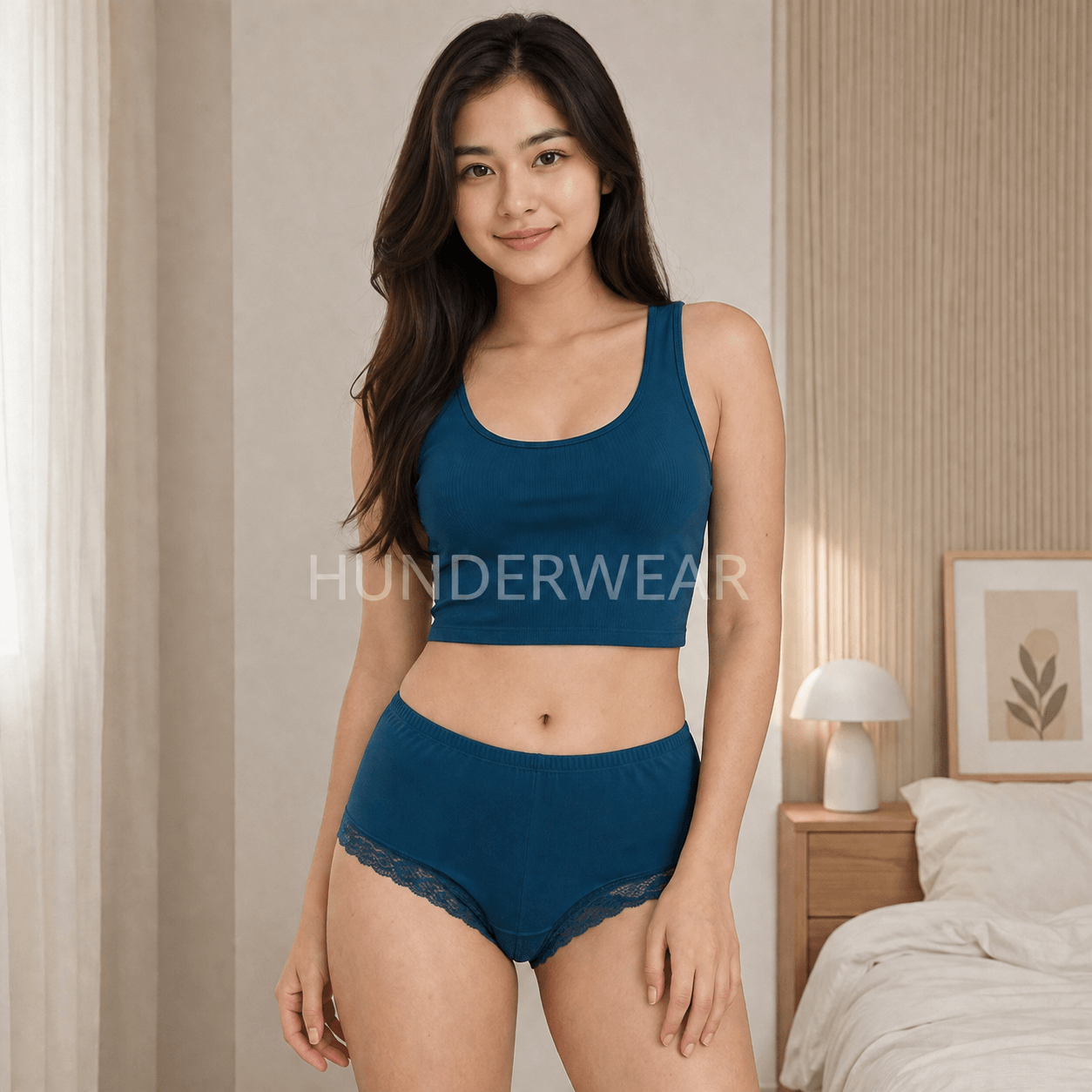 Celana Dalam Wanita Polos Model Boxer Blue Emerald