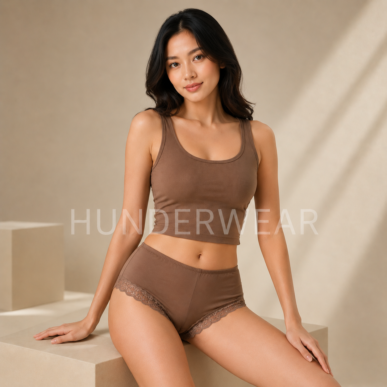 Celana Dalam Wanita Polos Model Boxer Coklat