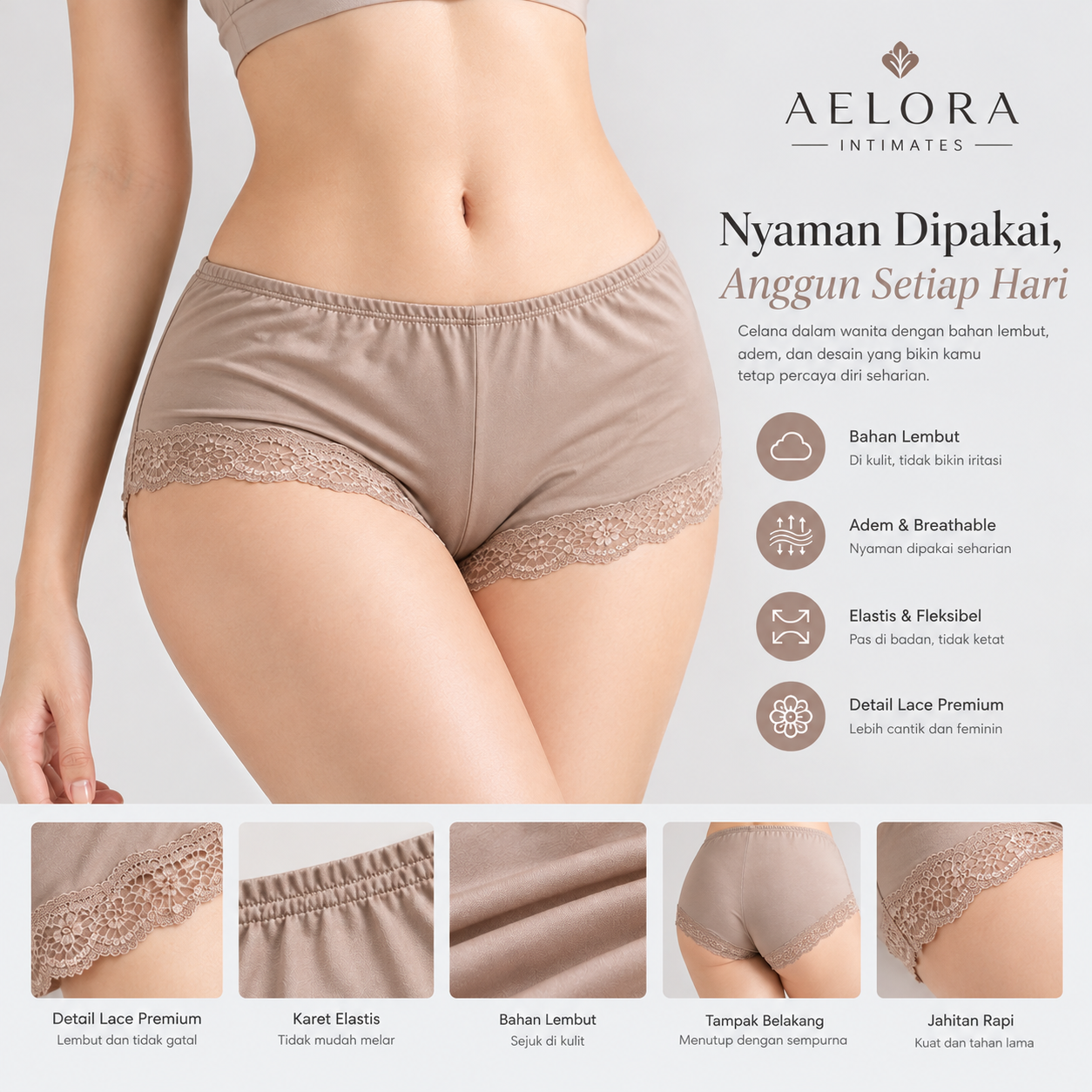 Celana Dalam Wanita Polos Model Semi Boxer