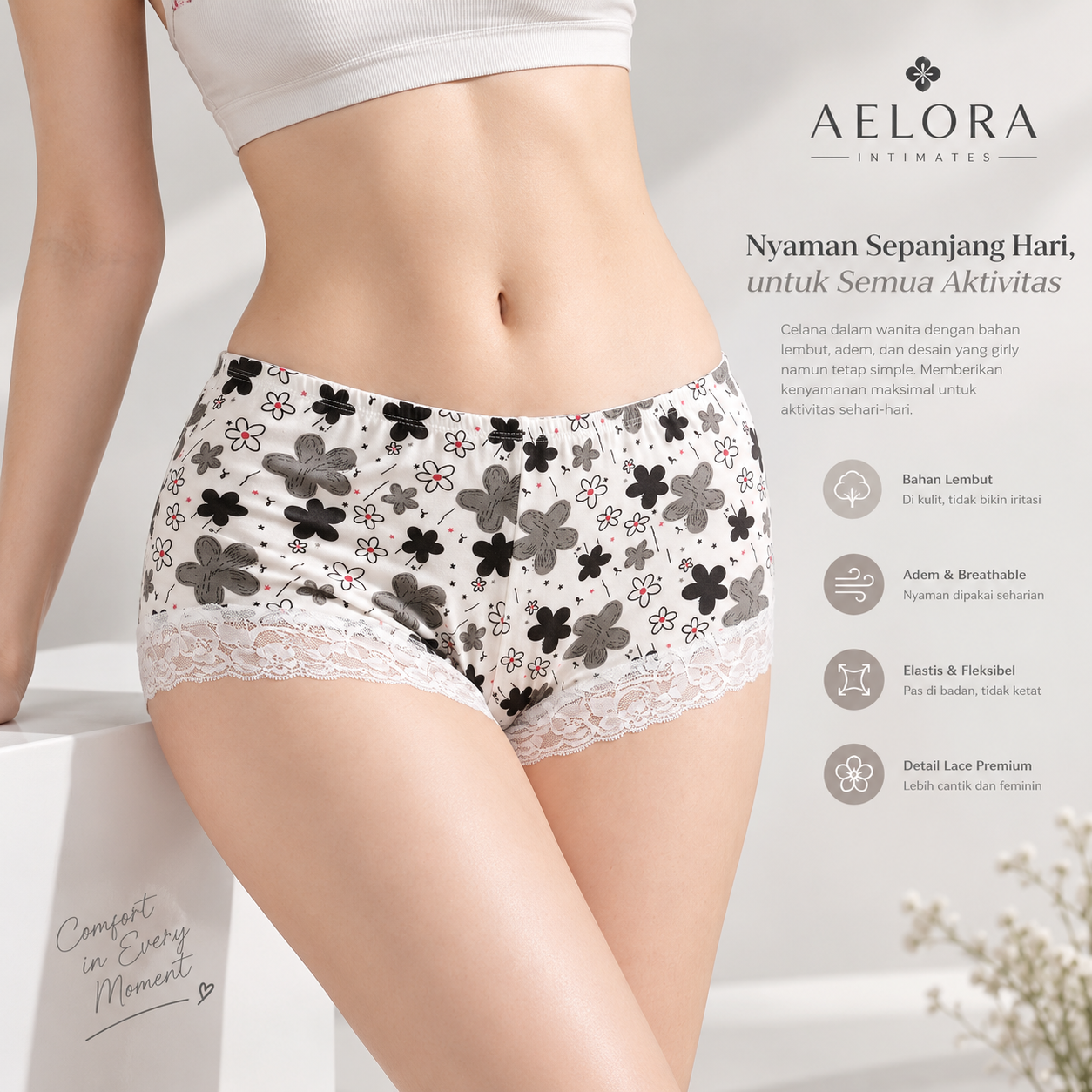 Celana Dalam Wanita Blossom Model Semi Boxer